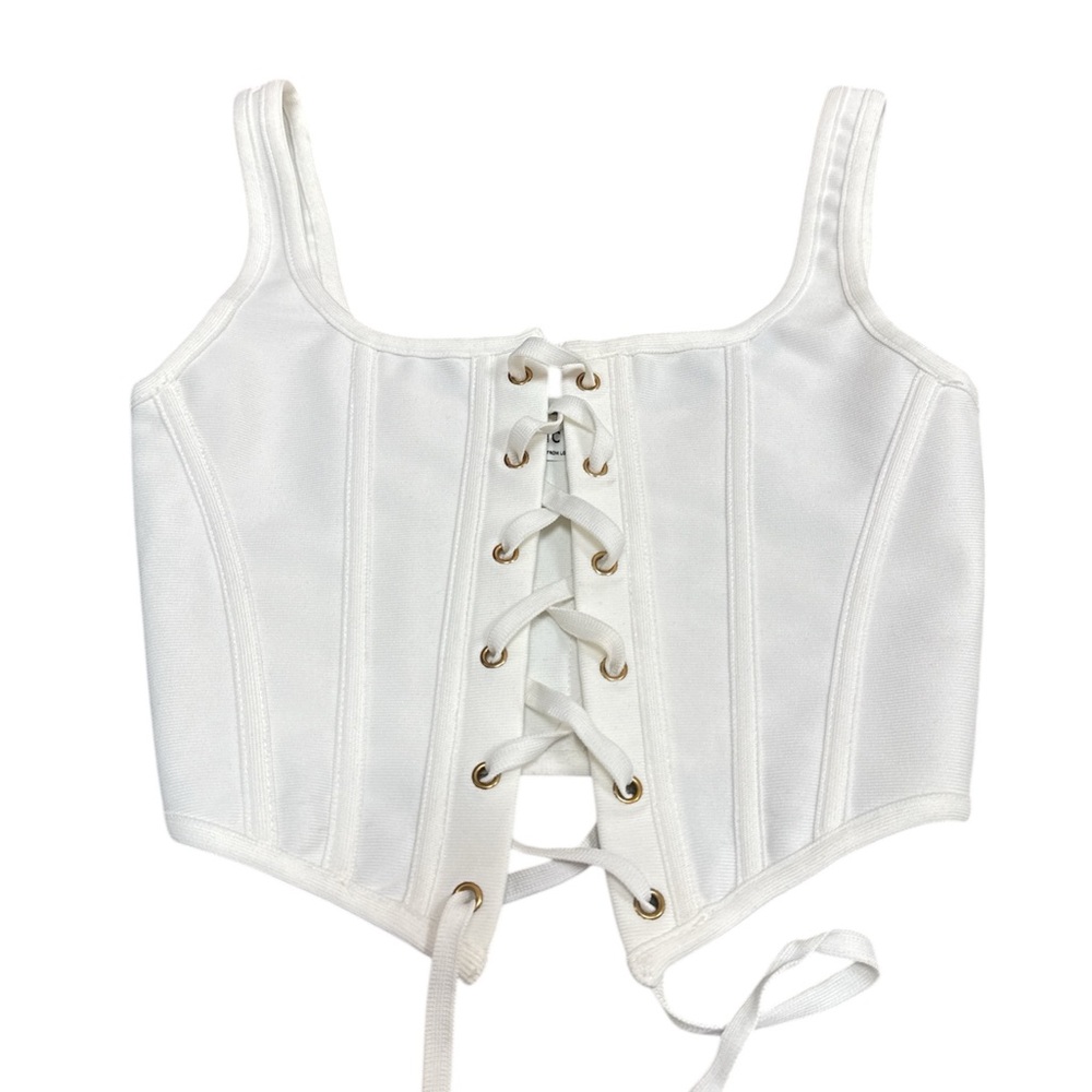 Chic White Lace-Up Corset Top